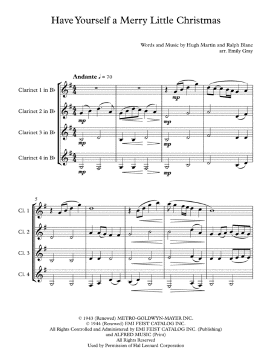 Have Yourself A Merry Little Christmas from MEET ME IN ST. LOUIS Woodwind Quartet scores gallery preview page 2