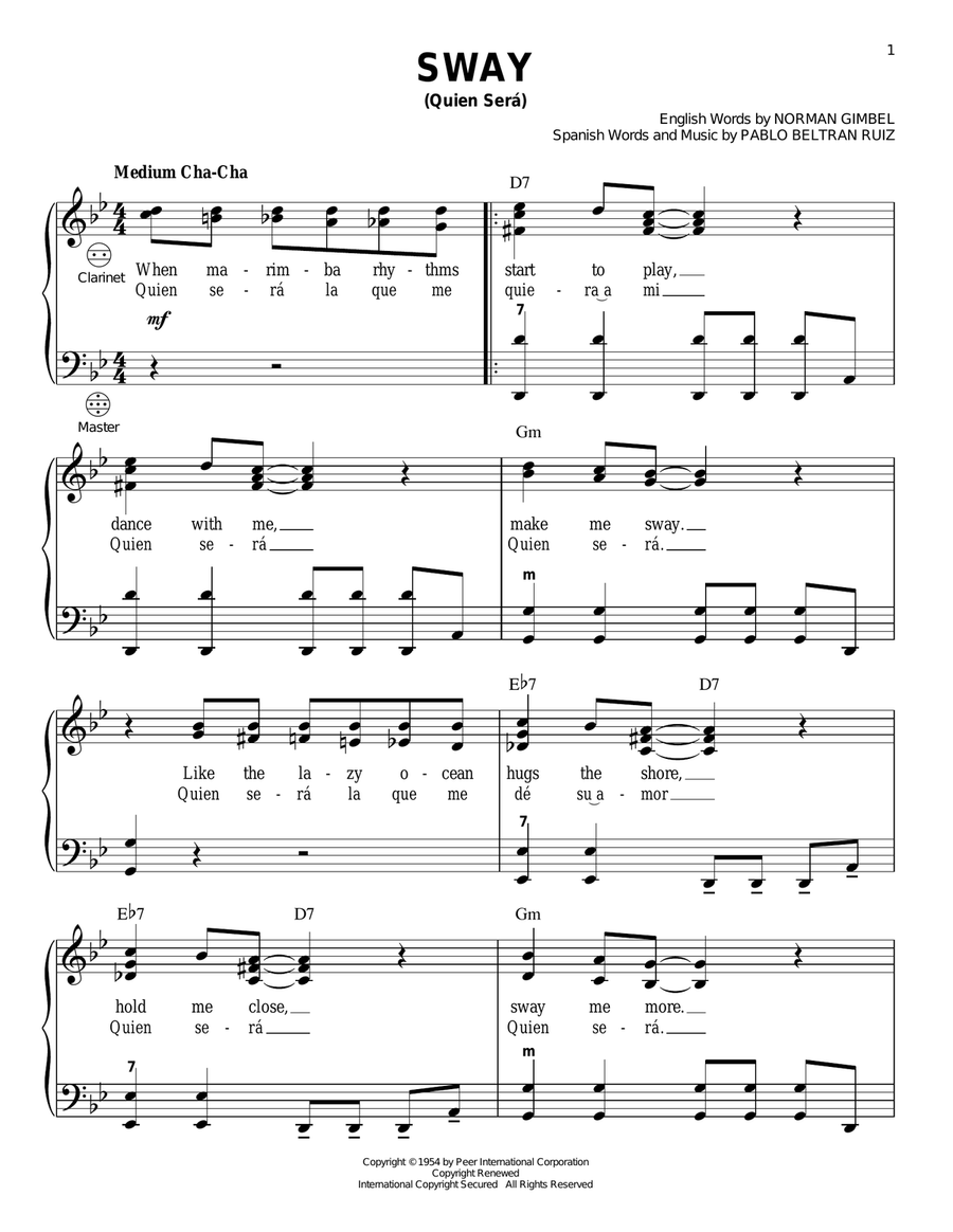 Sway (Quien Sera) Accordion scores gallery preview page 1