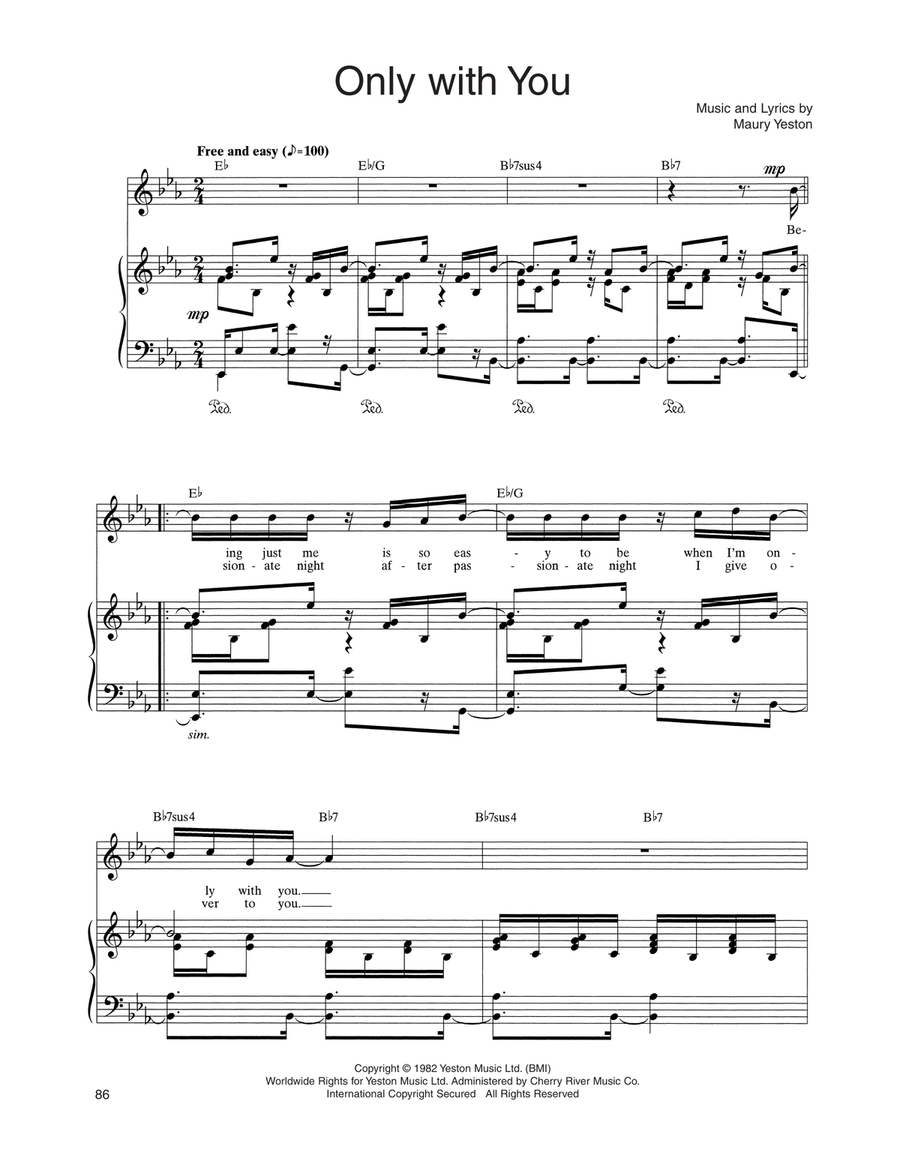 Only With You (from Nine) Piano, Vocal, Guitar scores gallery preview page 1