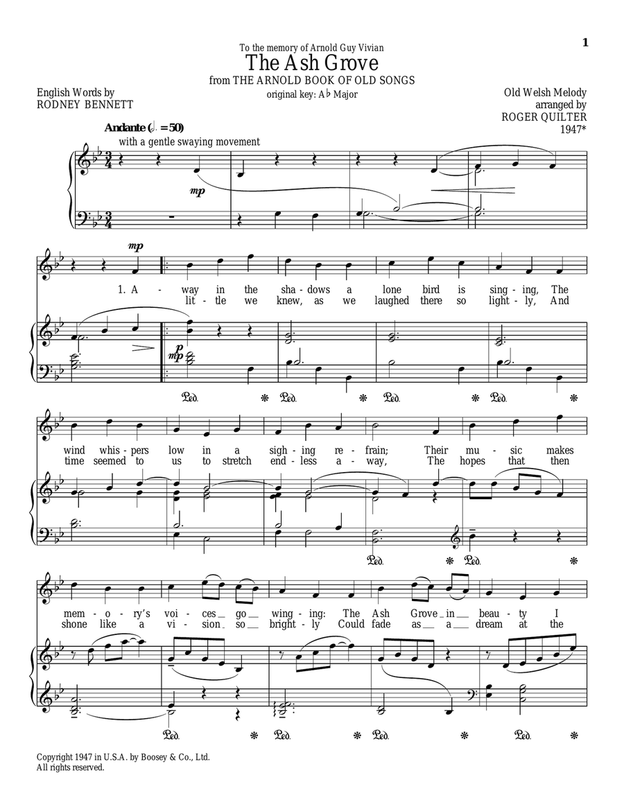 The Ash Grove Piano, Vocal scores gallery preview page 1