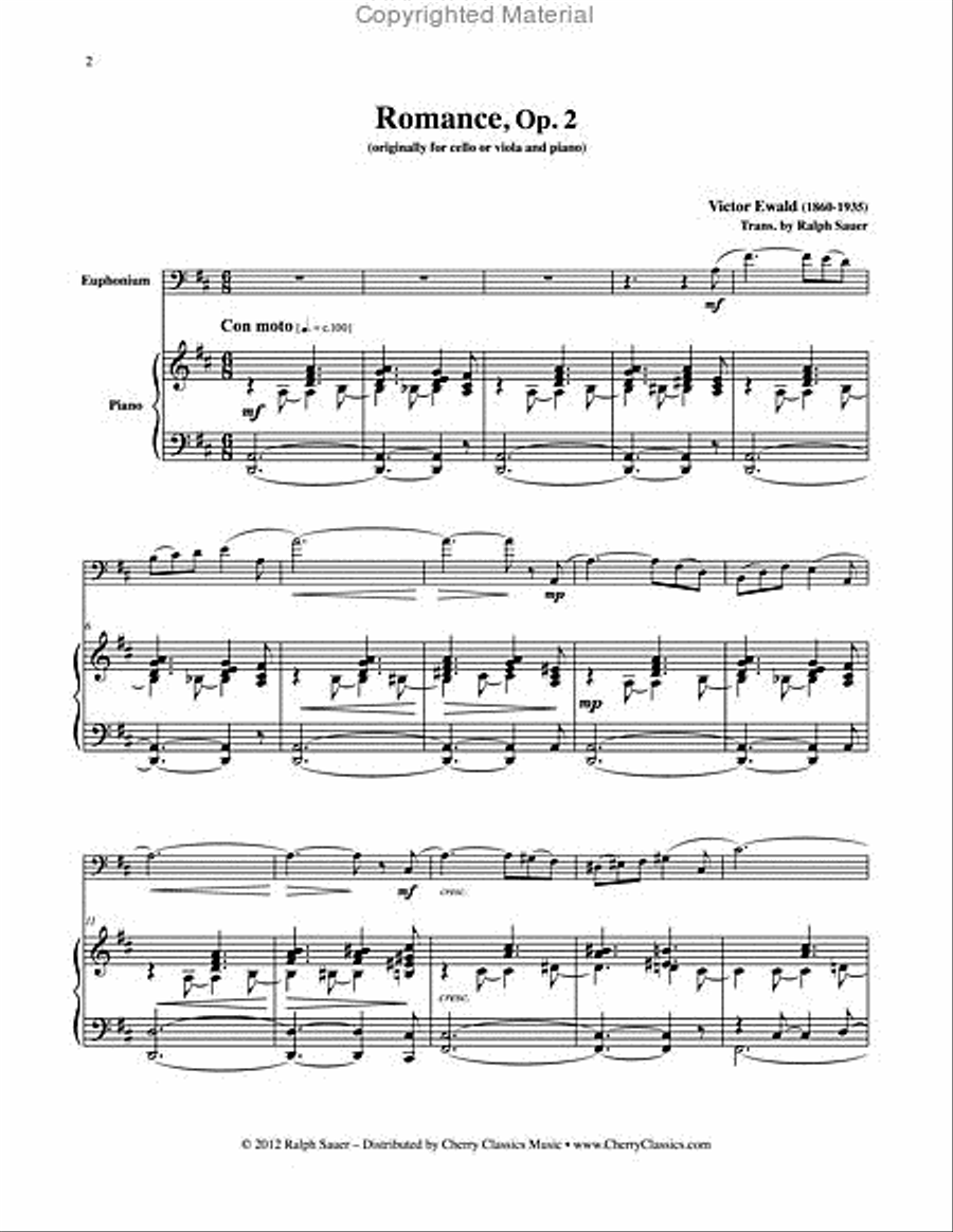 Romance, Op. 2 for Euphonium & Piano