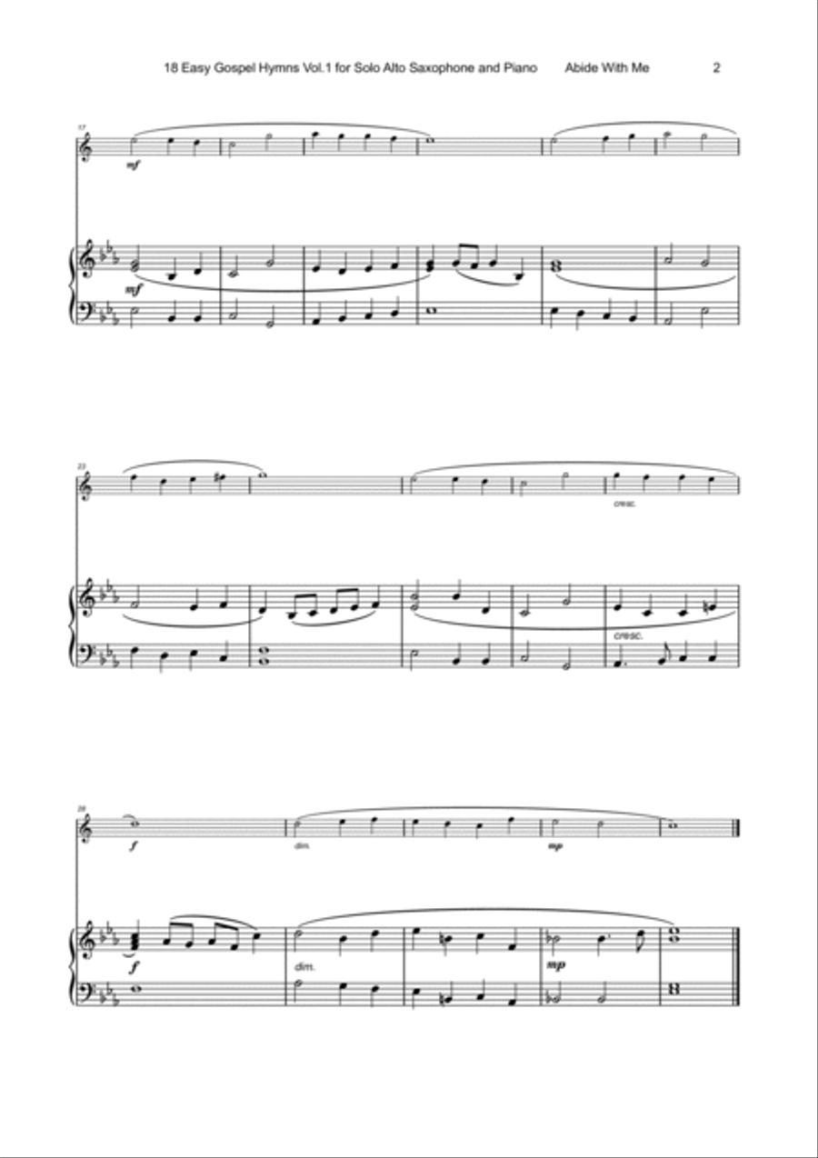 18 Gospel Hymns Vol.1 for Solo Alto Saxophone and Piano Alto Saxophone scores gallery preview page 3