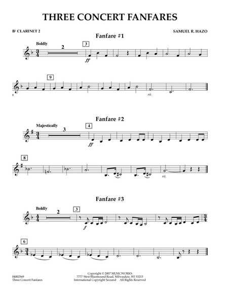 Three Concert Fanfares - Bb Clarinet 2