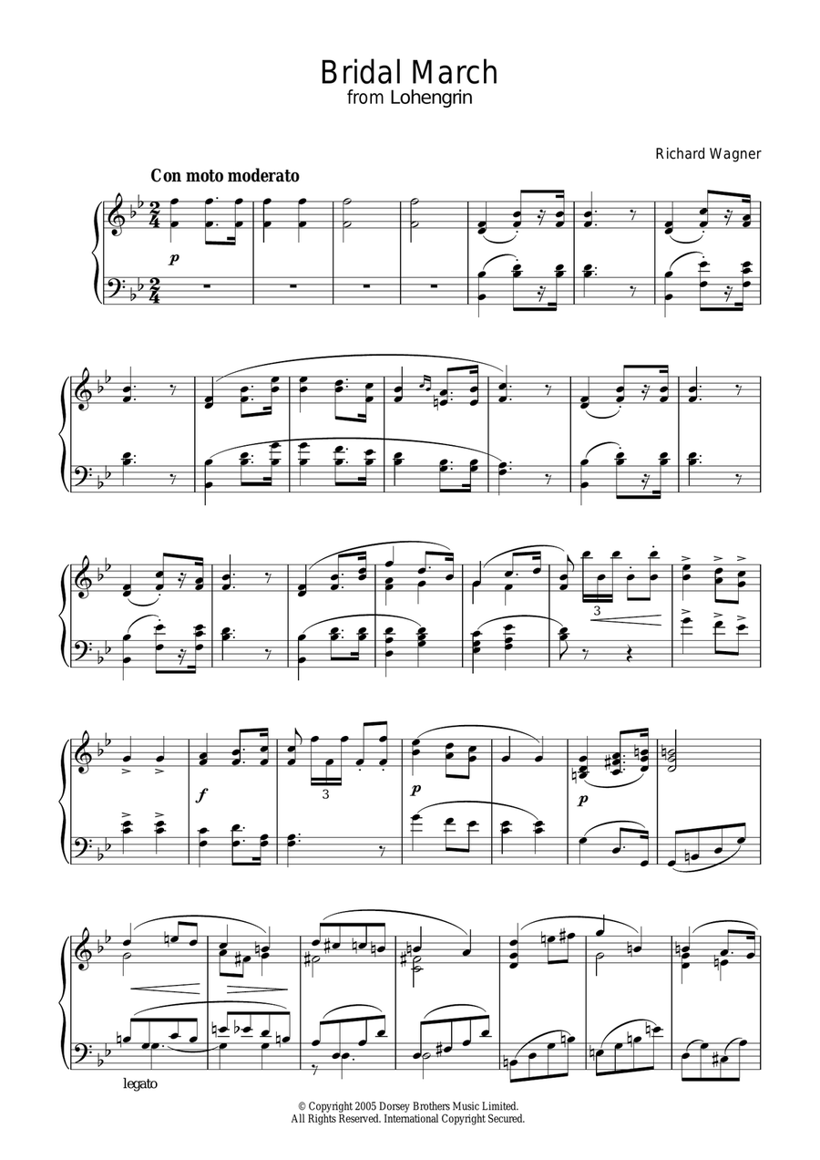 Bridal March Piano Solo scores gallery preview page 1