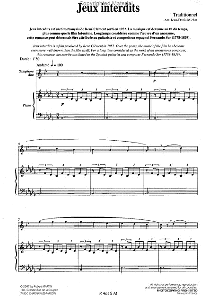 Jeux interdits Piano Accompaniment scores gallery preview page 2