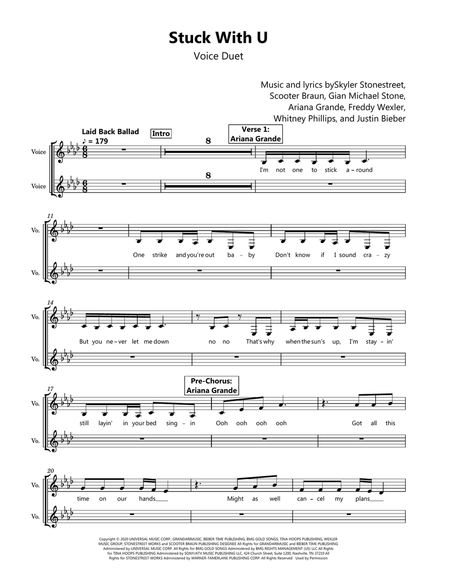 Stuck With U Stuck With U Medium Voice scores gallery preview page 1