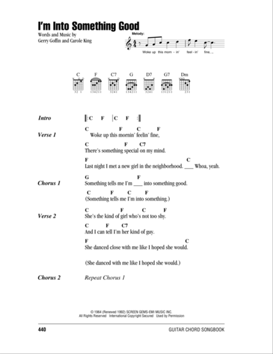 I'm Into Something Good Acoustic Guitar scores gallery preview page 1