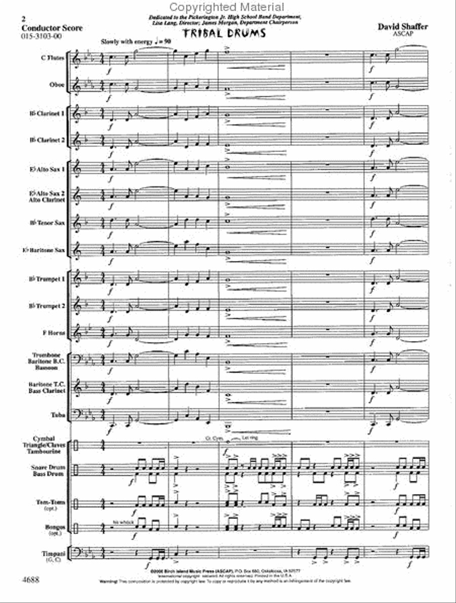 Tribal Drums Tribal Drums Concert Band scores gallery preview page 2