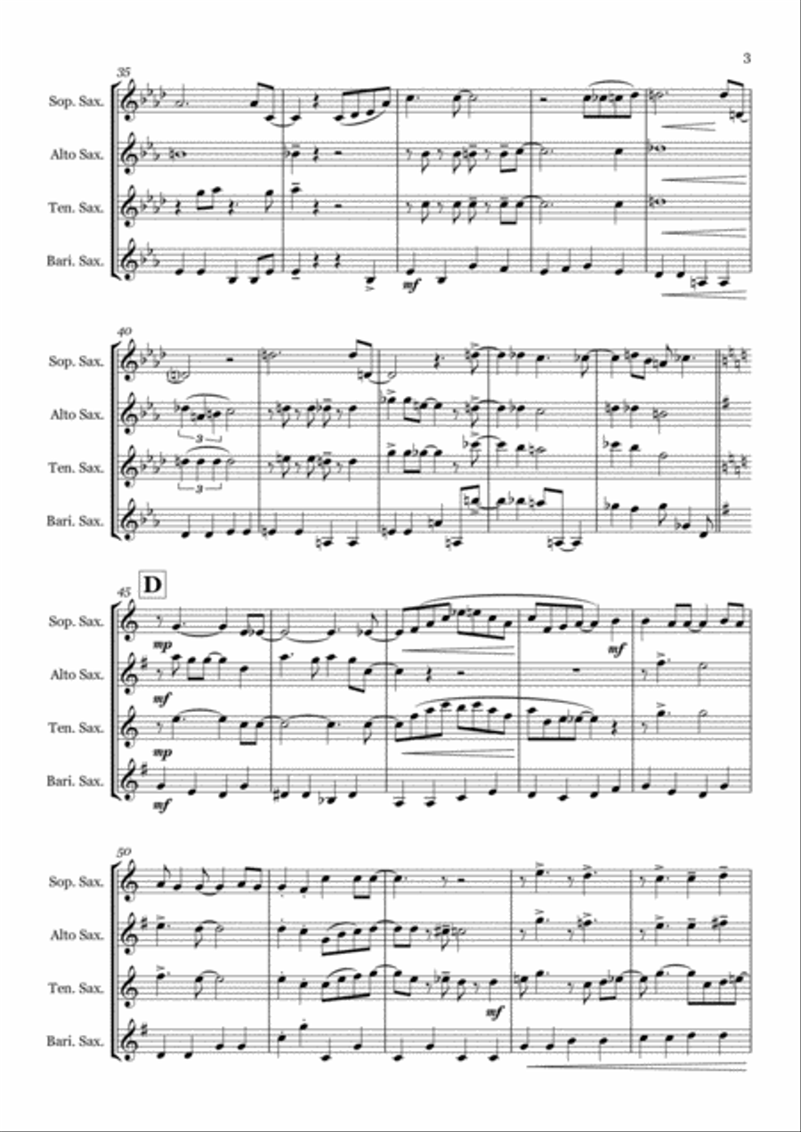 Come Fly With Me Saxophone Quartet scores gallery preview page 3