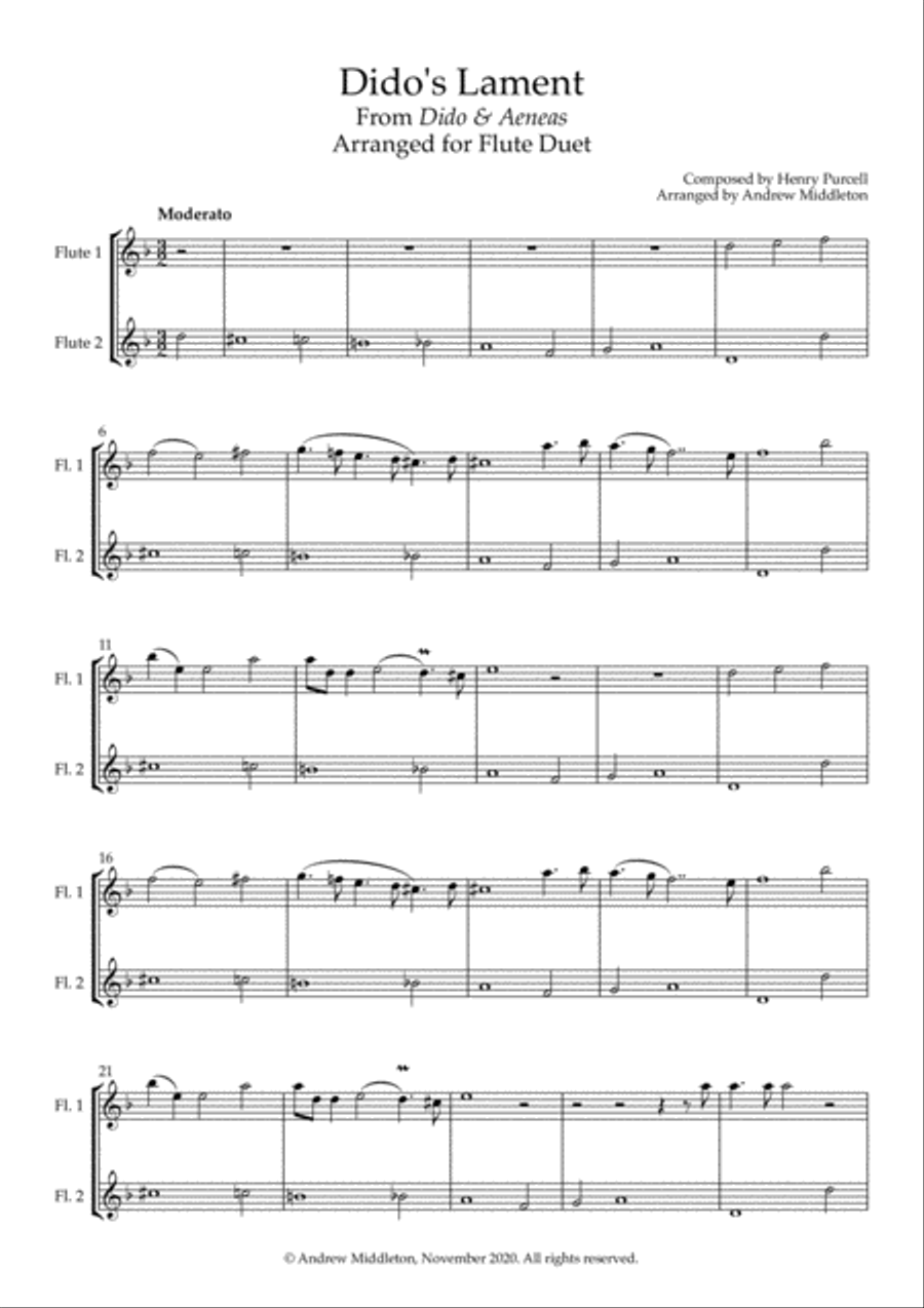 Dido's Lament arranged for Flute Duet Flute Duet scores gallery preview page 3