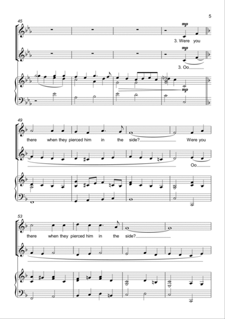Were you there when they crucified my Lord? - 2 Part Choir - SA - Upper Voices SA scores gallery preview page 5
