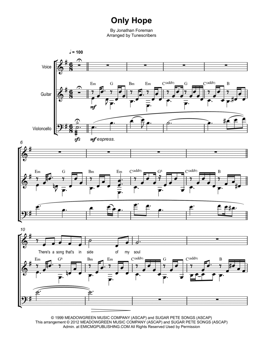 Only Hope Only Hope Acoustic Guitar scores gallery preview page 1