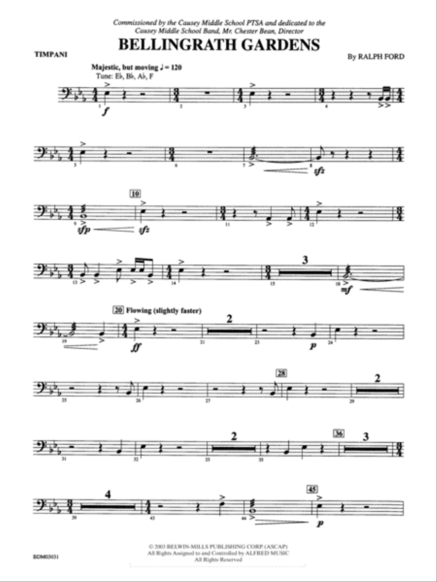 Bellingrath Gardens: Timpani Concert Band scores gallery preview page 1