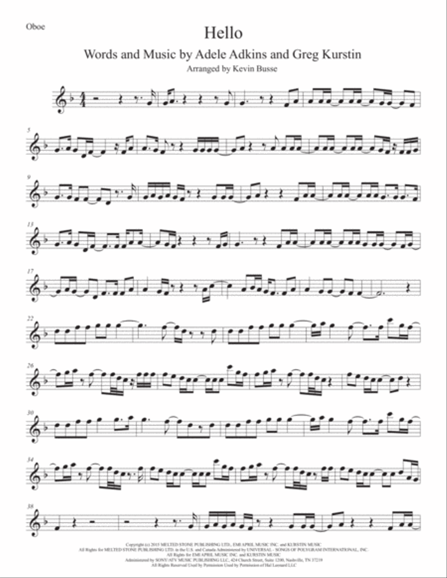 Hello Hello Oboe Solo scores gallery preview page 1