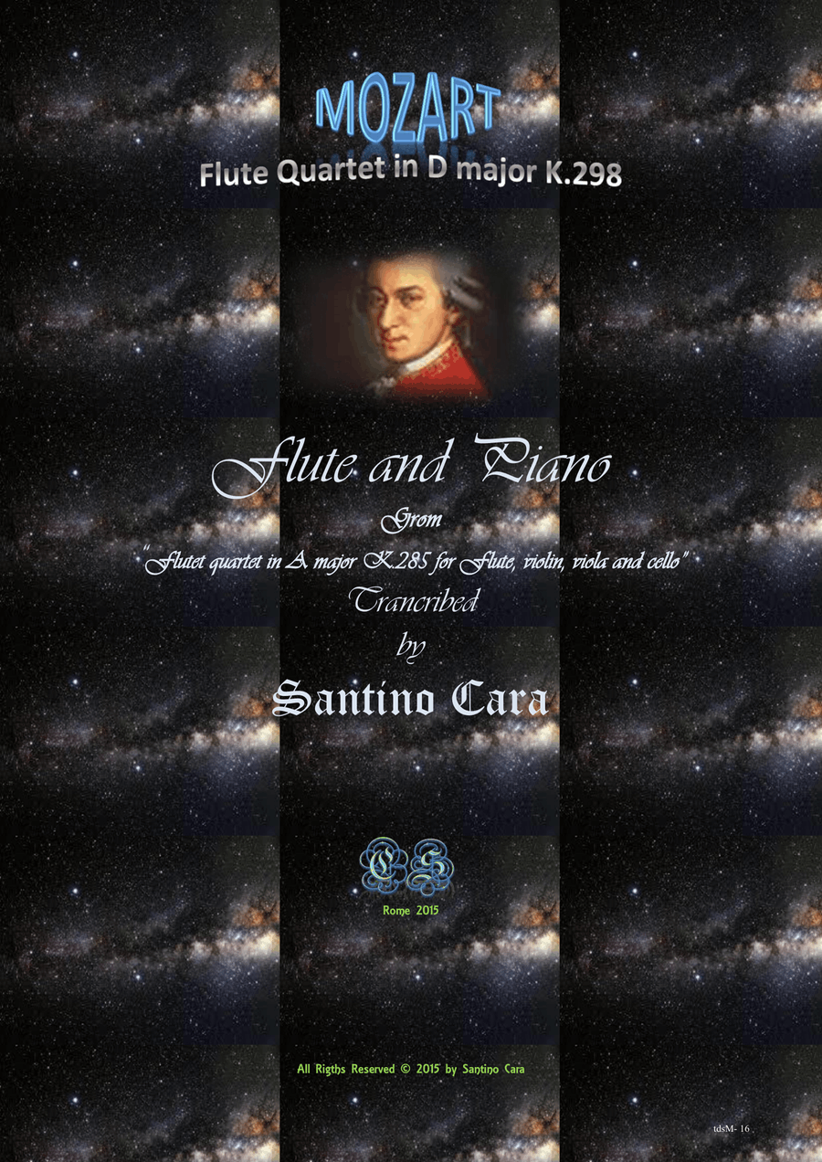 Mozart - Flute quartet in D major K.285 - Version for Flute and piano Flute Solo scores gallery preview page 1