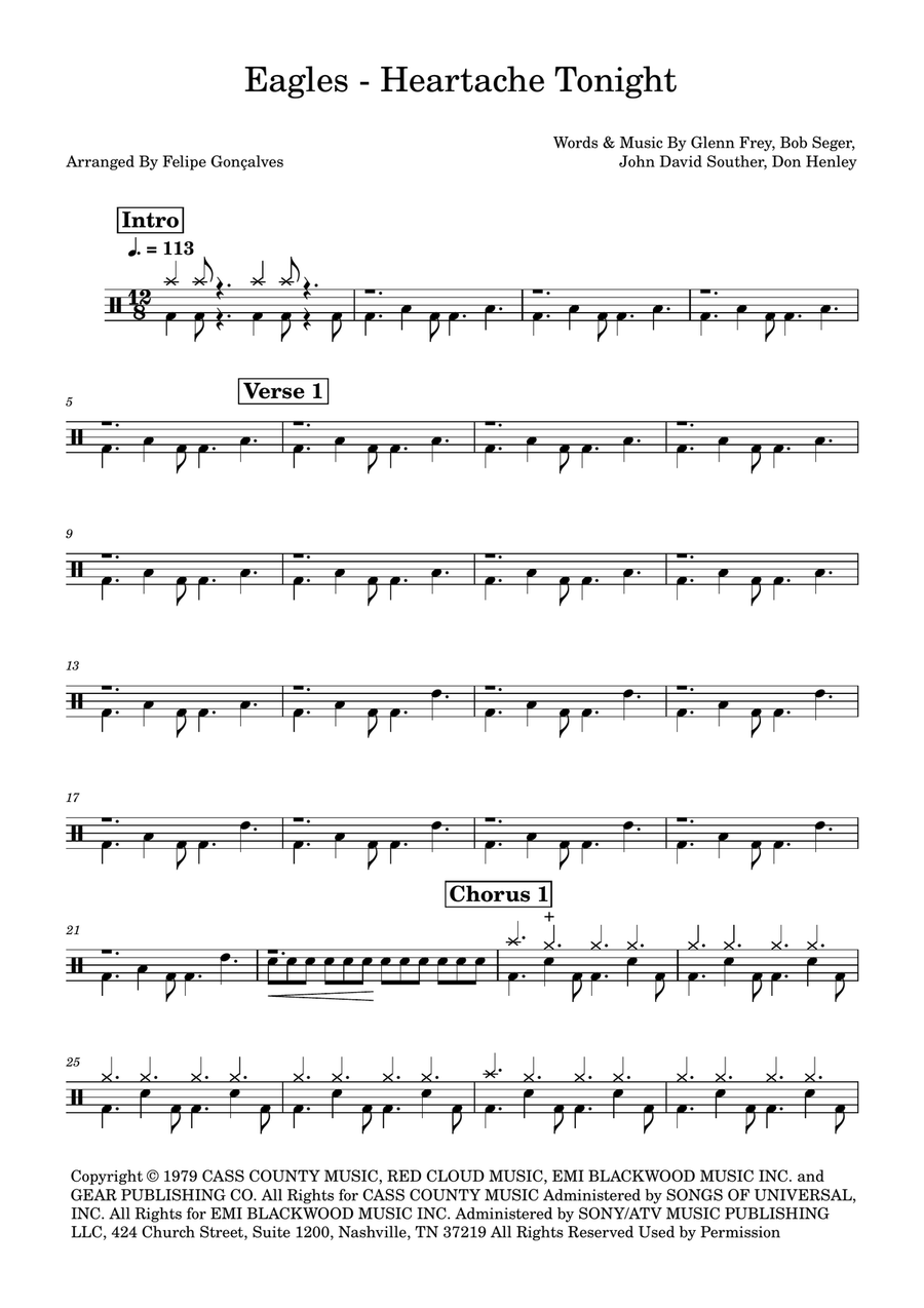 Heartache Tonight Heartache Tonight Drum Set scores gallery preview page 1