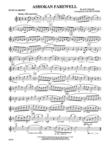 Ashokan Farewell (from The Civil War): 1st B-flat Clarinet