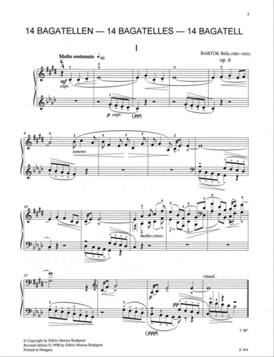 14 Bagatellen für Klavier op. 6 Piano Solo scores gallery preview page 2