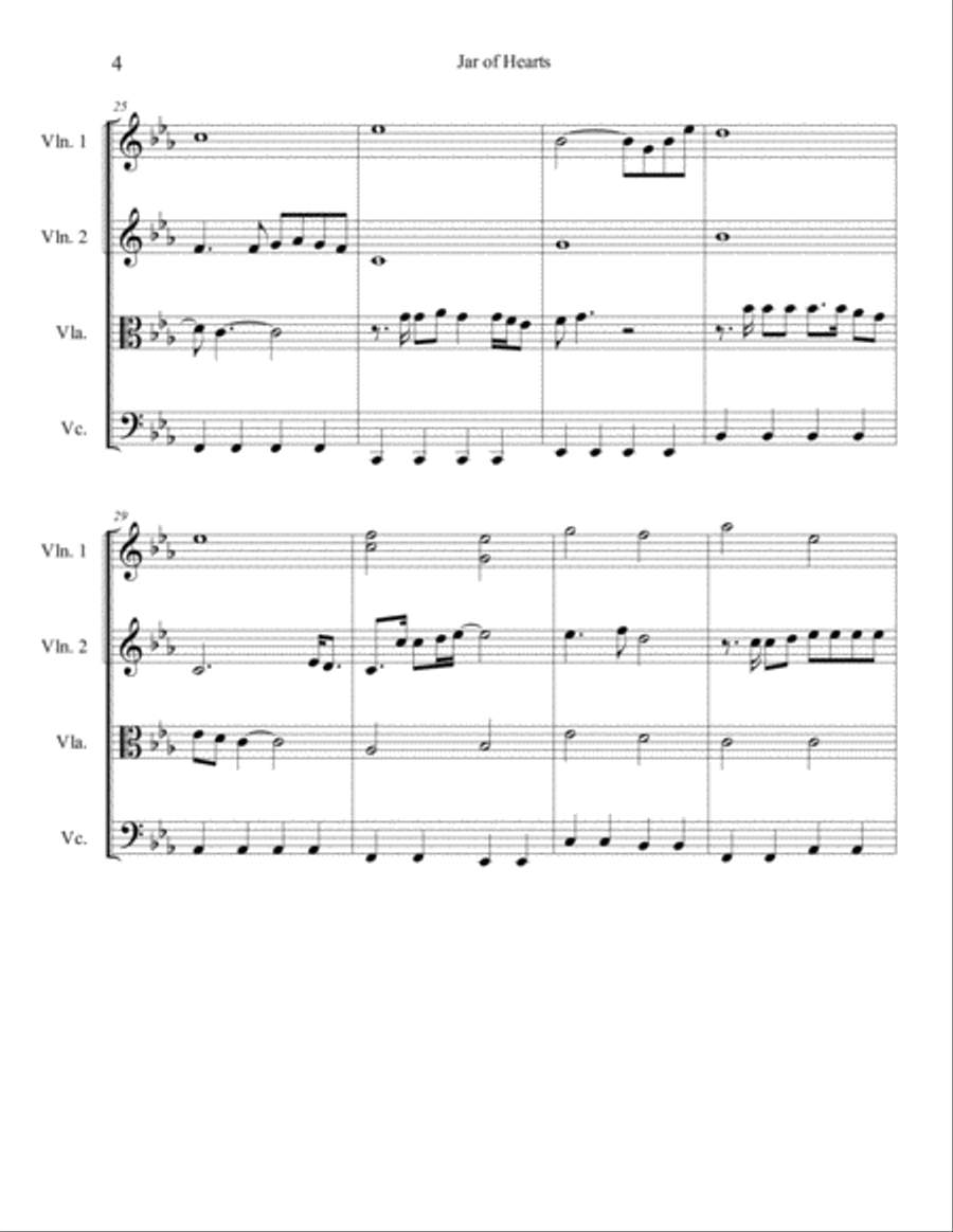 Jar Of Hearts String Quartet scores gallery preview page 4
