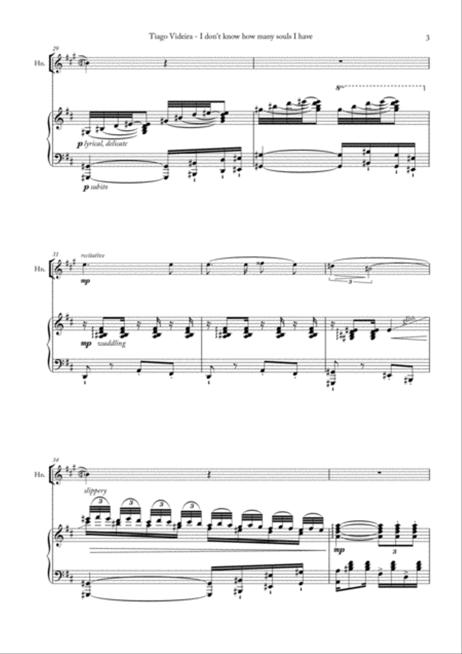 I don't know how many souls I have (Não sei quantas almas tenho) for Horn/Baritone and Piano Small Ensemble scores gallery preview page 6