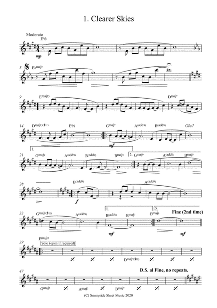 Eight Melodic Tunes for Treble Clef Bb instruments with Piano Accompaniment