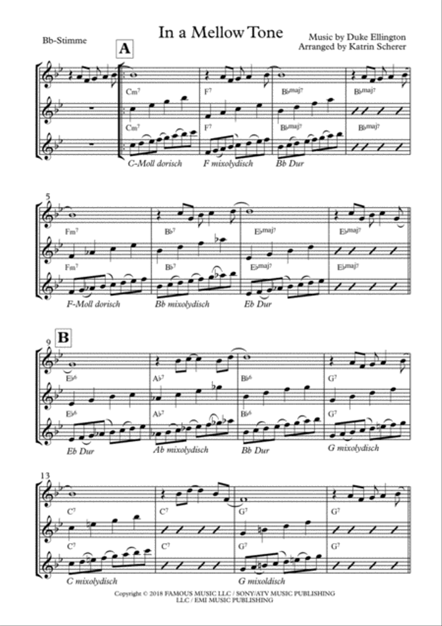 In A Mellow Tone Tenor Saxophone scores gallery preview page 1