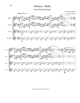 Book cover for Chabrier - flute quartet - Scherzo from Suite Pastorale