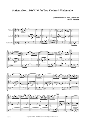 Sinfonia No.11 BWV.797 for Two Violins & Violoncello