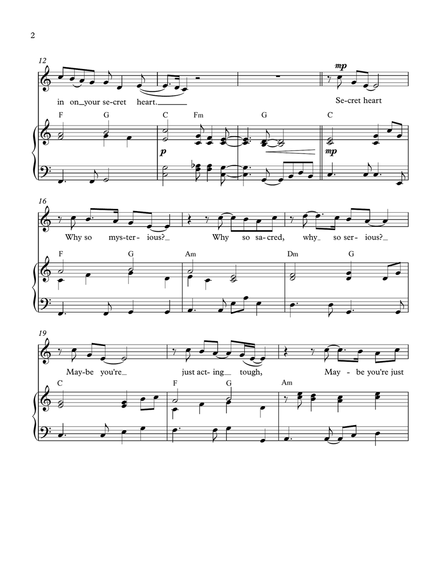 Secret Heart Piano, Vocal scores gallery preview page 2