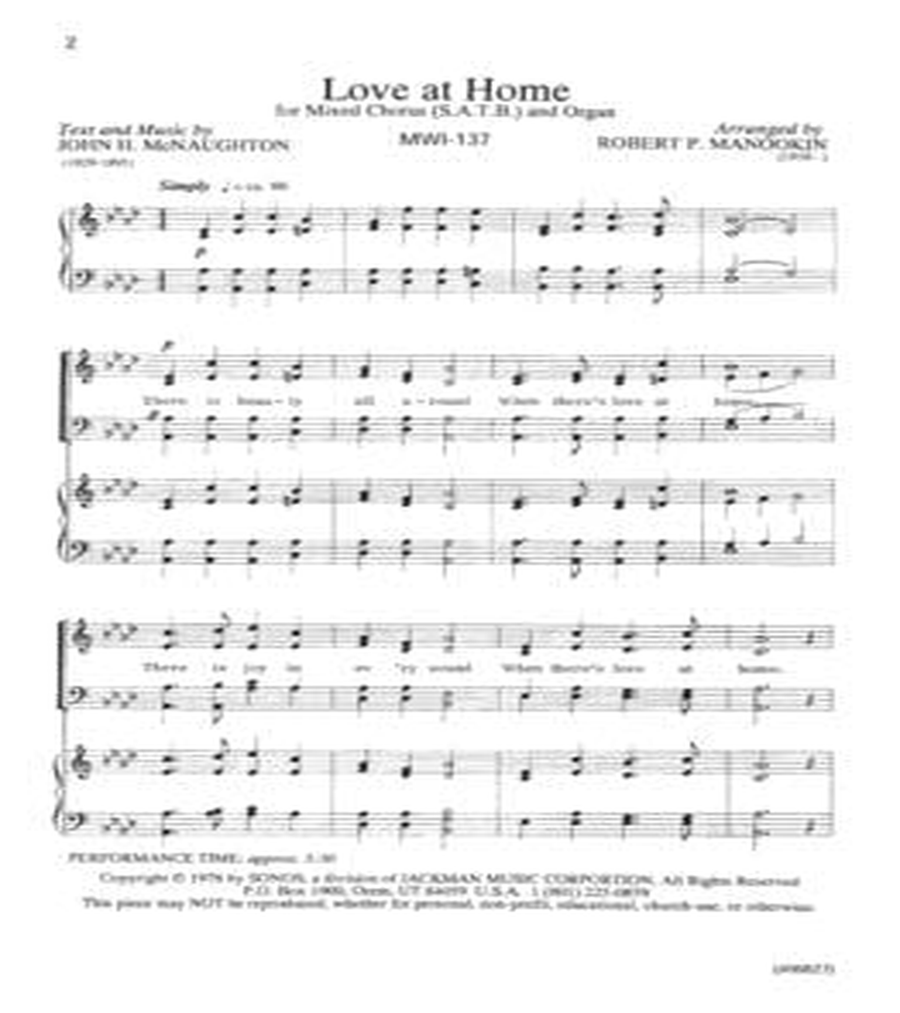 Love at Home - SATB - Manookin 4-Part scores gallery preview page 2