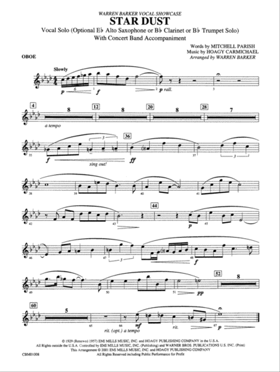 Star Dust: Oboe Concert Band scores gallery preview page 1