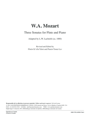 Book cover for Three Sonatas for Flute and Piano