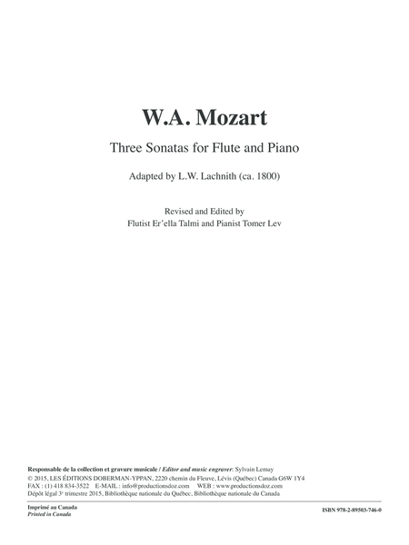 Three Sonatas for Flute and Piano
