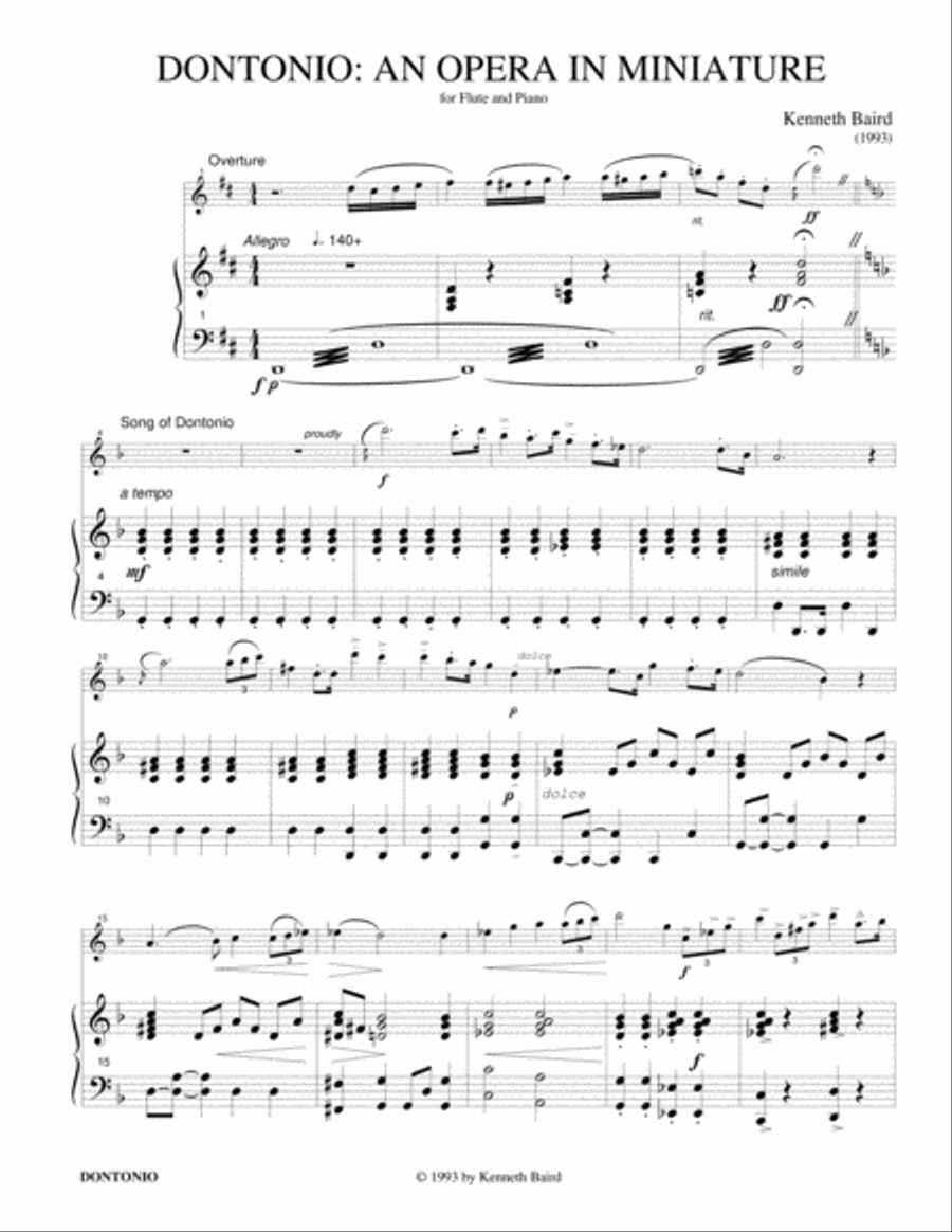 Dontonio: An Opera in Miniature for Flute and Piano Flute Solo scores gallery preview page 4