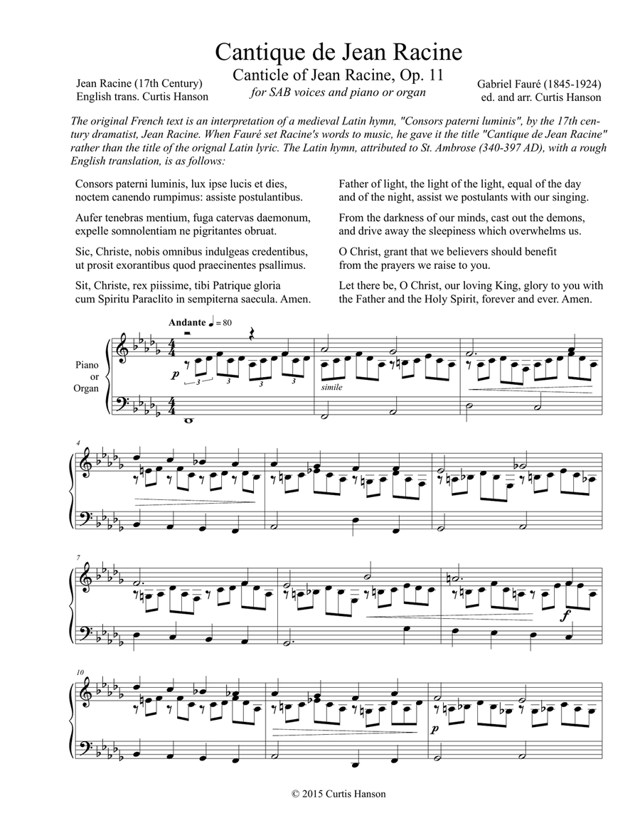 Cantique de Jean Racine (SAB) 3-Part scores gallery preview page 1