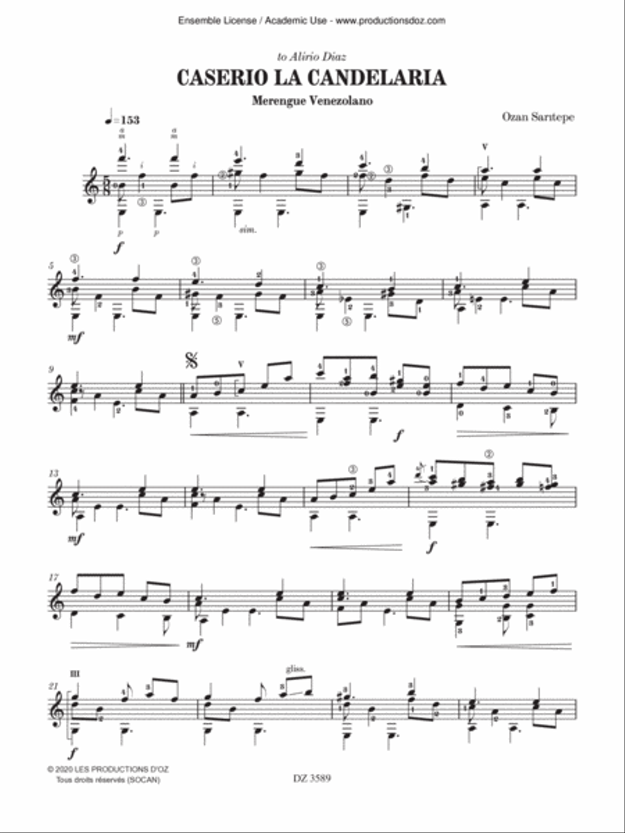Caserio La Candelaria Classical Guitar scores gallery preview page 3