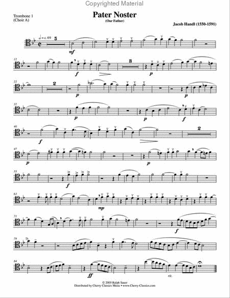 Pater Noster for 8-part Trombone Ensemble Trombone scores gallery preview page 6