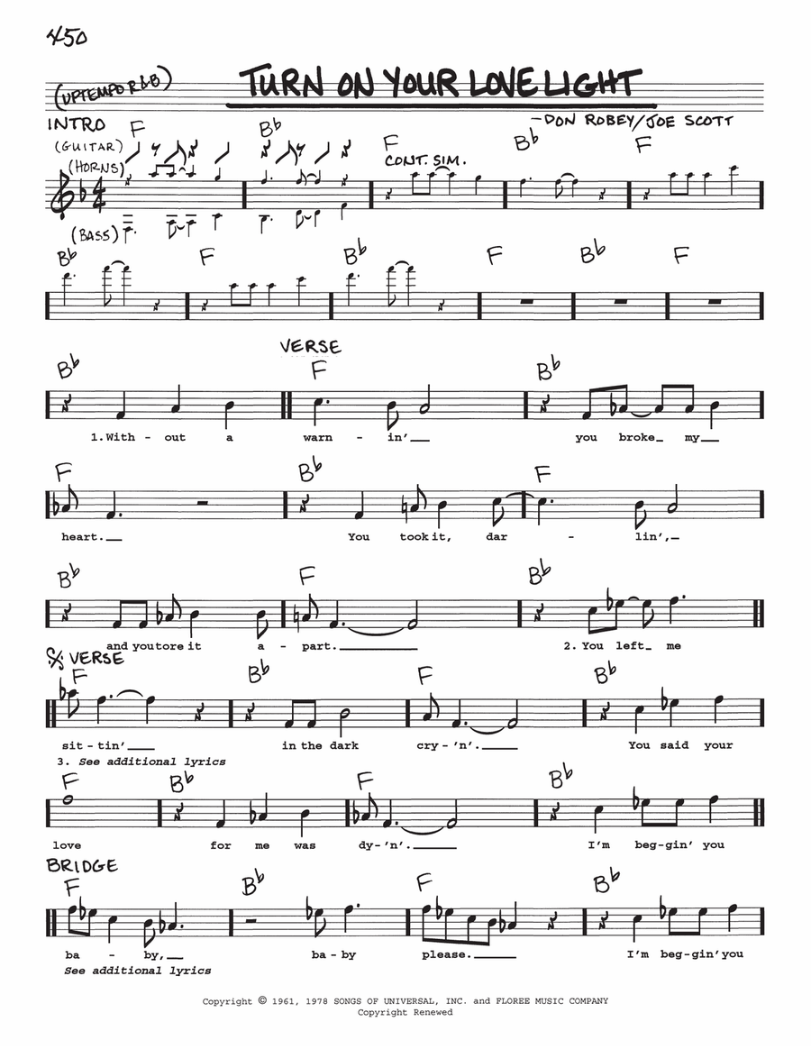 Turn On Your Love Light Voice scores gallery preview page 1