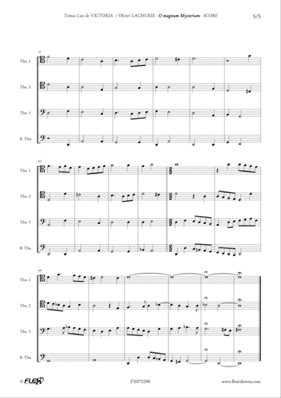 O Magnum Mysterium Trombone Quartet scores gallery preview page 5