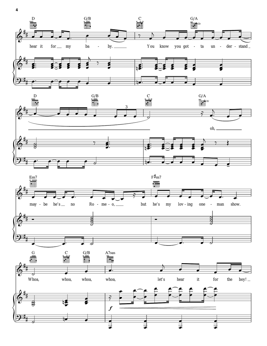 Let's Hear It For The Boy Piano, Vocal, Guitar scores gallery preview page 4