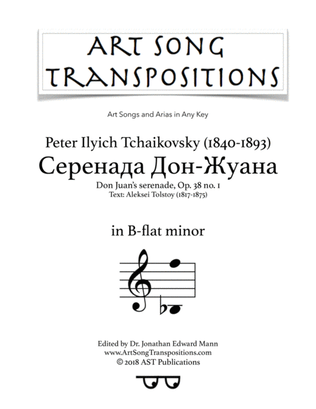 Book cover for TCHAIKOVSKY: Серенада Дон-Жуана, Op. 38 no. 1 (transposed to B-flat minor)