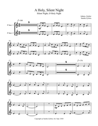 A Holy, Silent Night (treble F instrument duet, parts only)