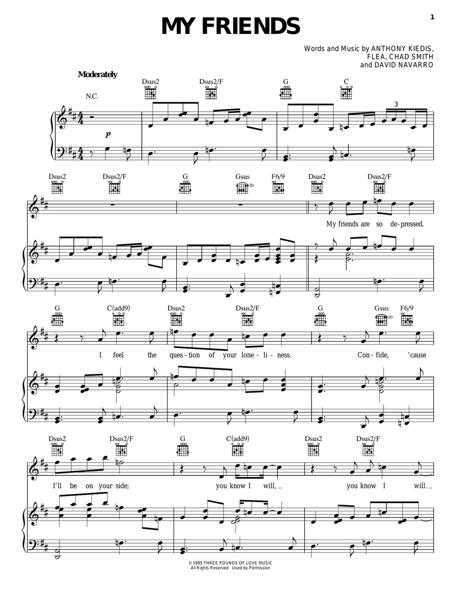 My Friends My Friends Piano, Vocal, Guitar scores gallery preview page 1