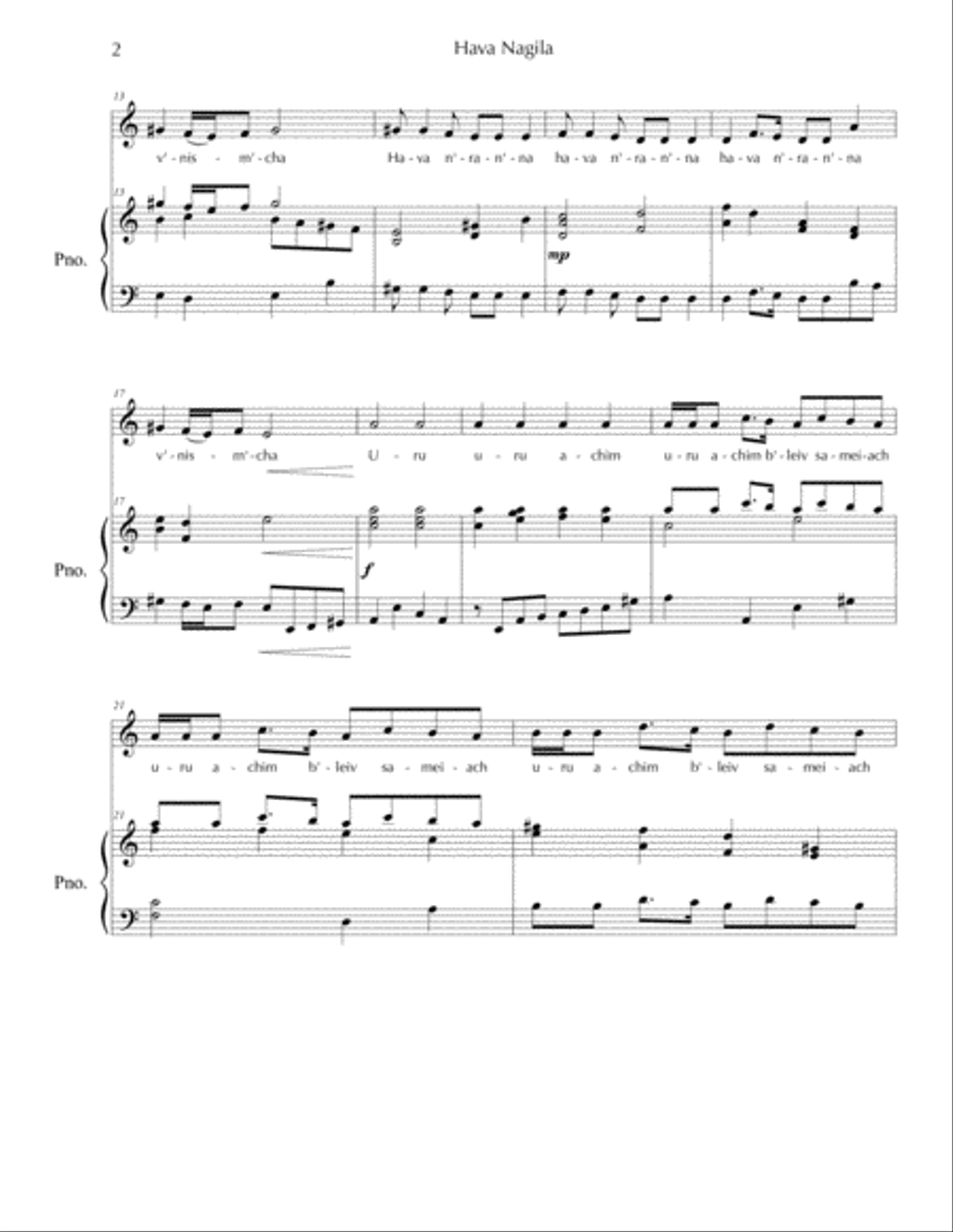 Hava Nagila Voice scores gallery preview page 2