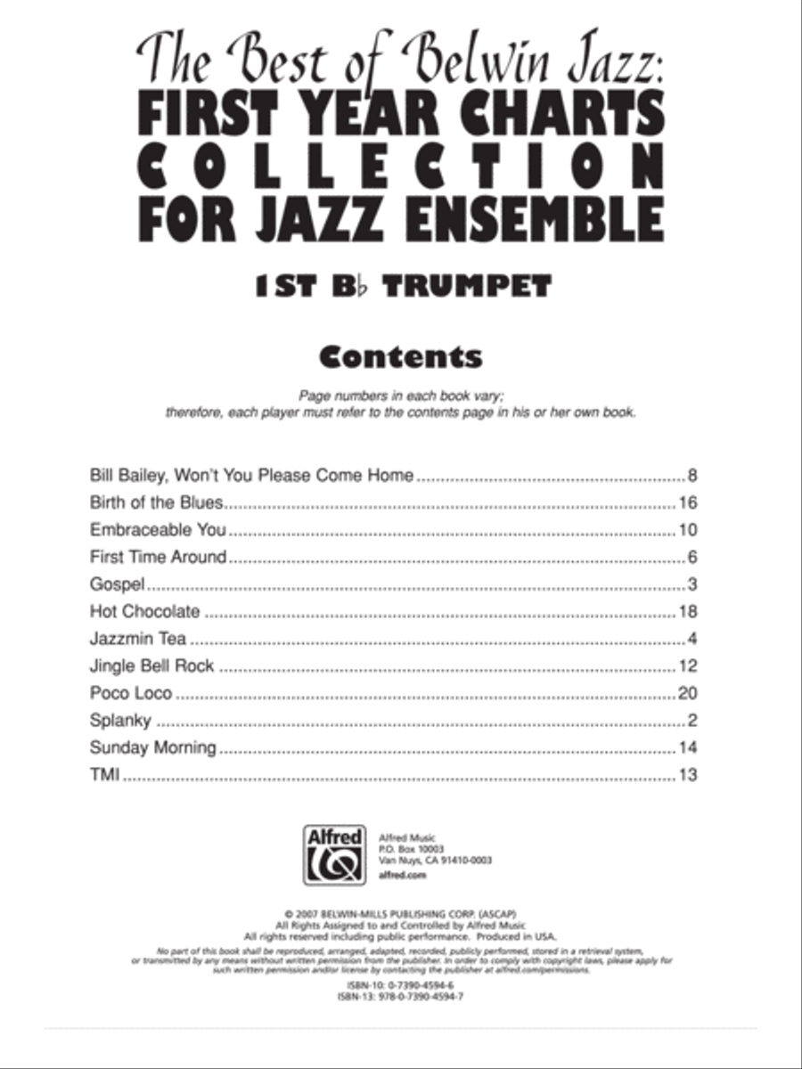 First Year Charts Collection for Jazz Ensemble