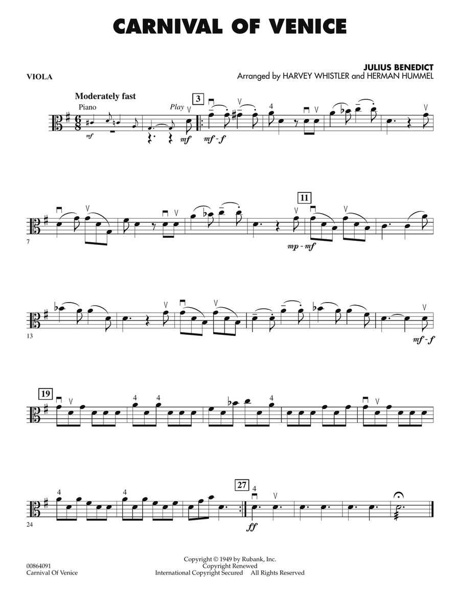 Carnival of Venice - Viola Orchestra scores gallery preview page 1