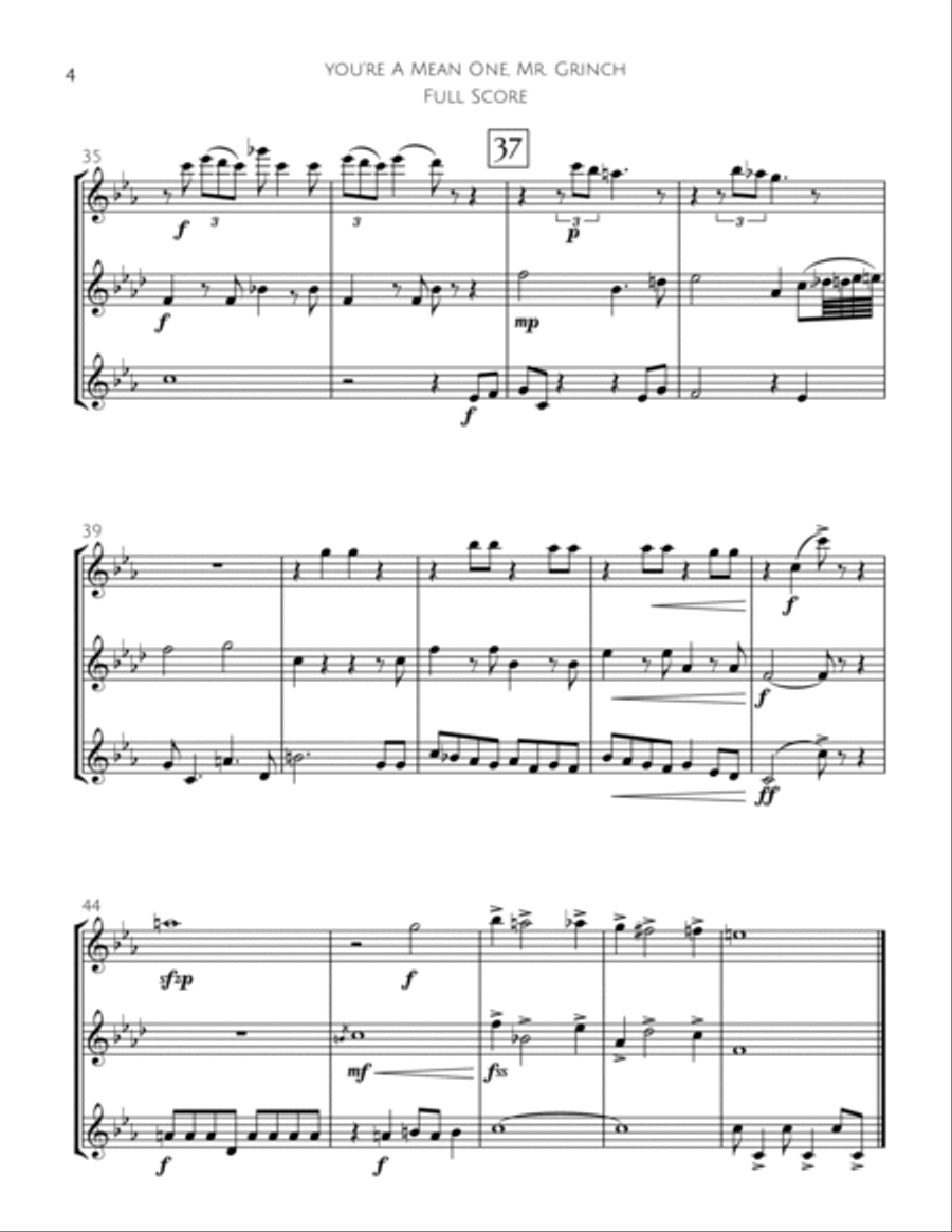 You're A Mean One, Mr. Grinch Woodwind Trio scores gallery preview page 5