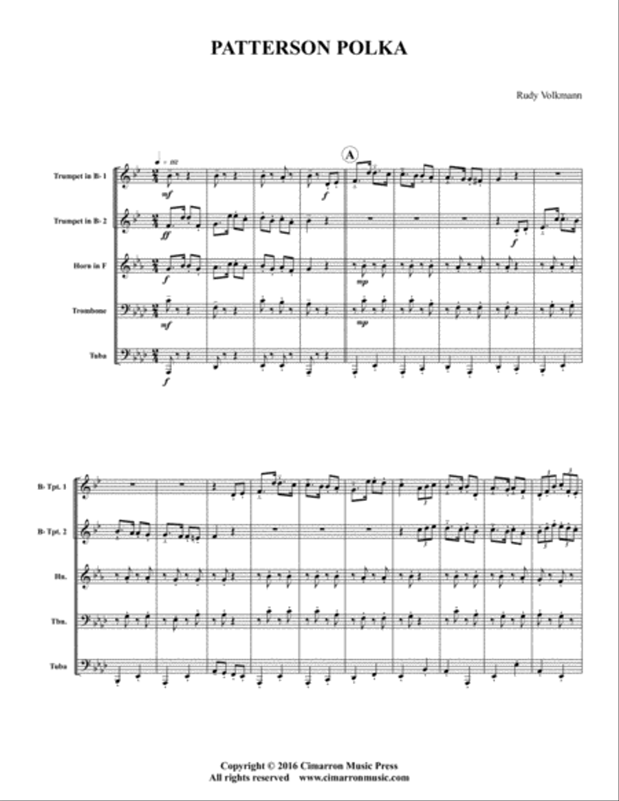 Patterson Polka Patterson Polka Brass Quintet scores gallery preview page 2