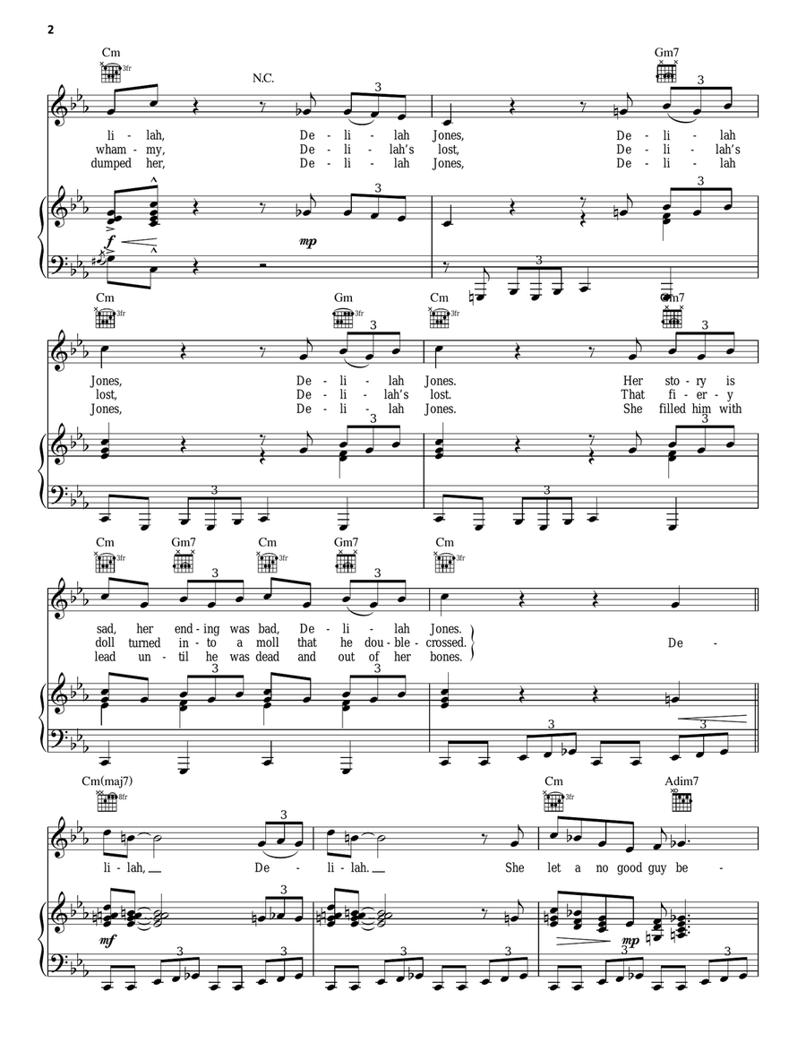 Delilah Jones Piano, Vocal, Guitar scores gallery preview page 2