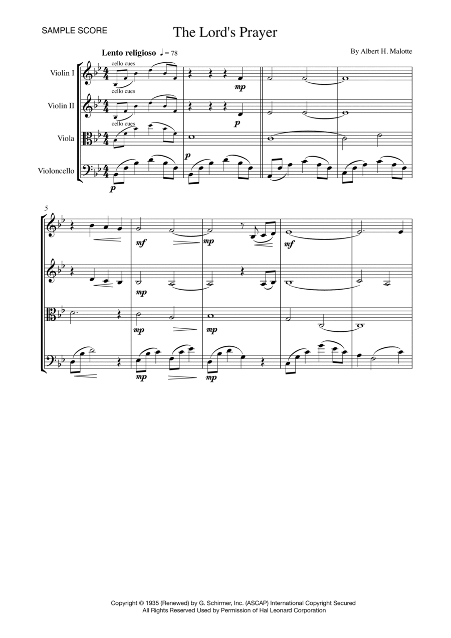 The Lord's Prayer String Quartet scores gallery preview page 1